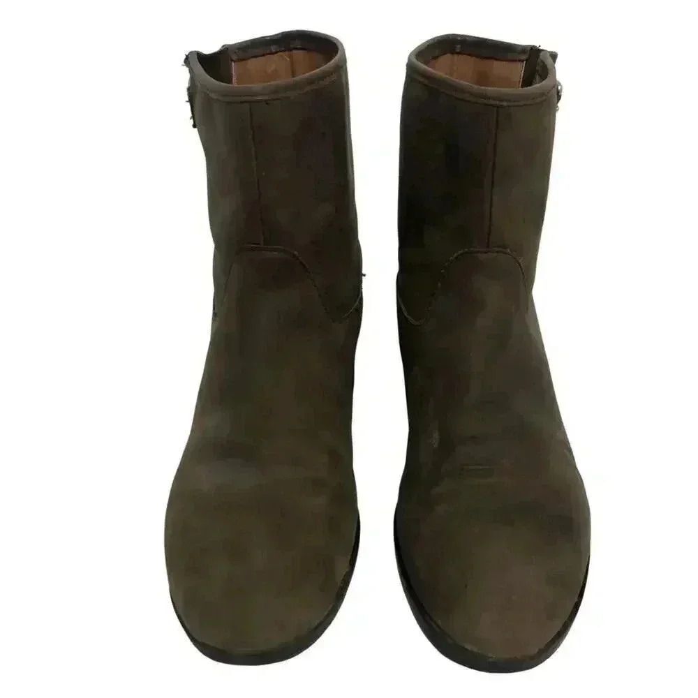 GAP Distressed Leather Mushroom Brown Leather Booties Buckle Moto Boot - Picture 3 of 12
